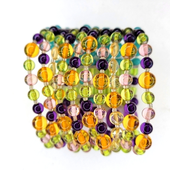 Rainbow Gemstone 10-Layer Bangles (Elastic) - Picture 5 of 8